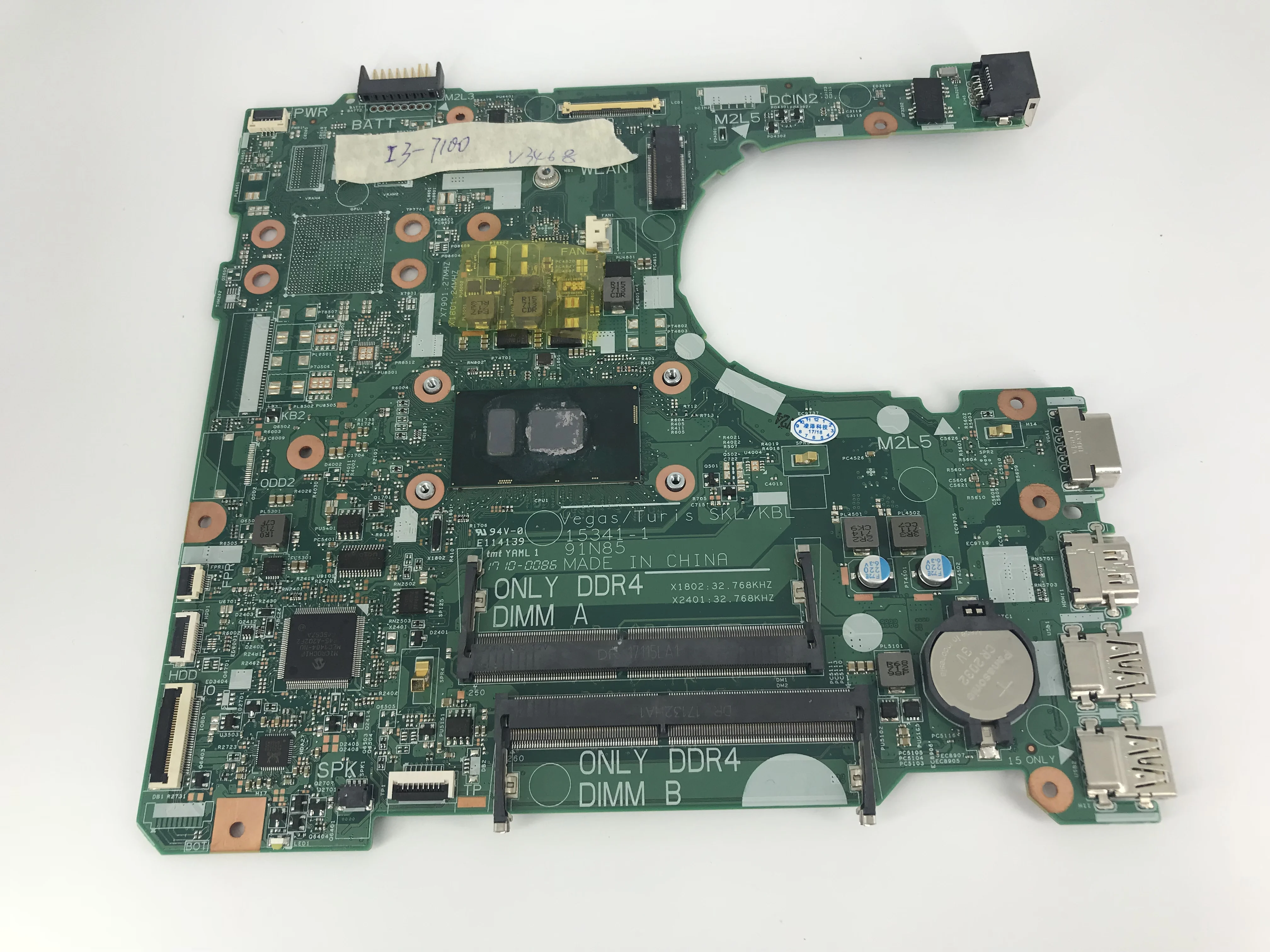 FOR Dell 3568 3468 Laptop Motherboard CN-02HKXD 02HKXD 2HKXD With SR2ZU i5-7200u DDR4 15341-1 91N85 MB 100% Tested Fast Ship | Компьютеры