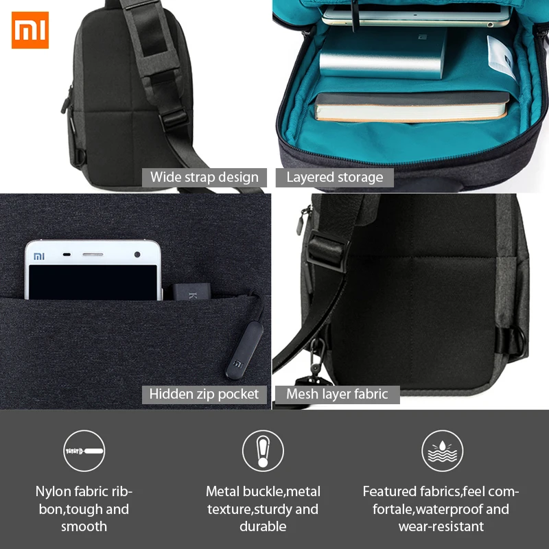 Оригинальный Рюкзак-Слинг Xiaomi Sling Bag Leisure Chest Pack Маленький размер Плечевой тип Унисекс Рюкзак Кроссбоди 4л Полиэстер.