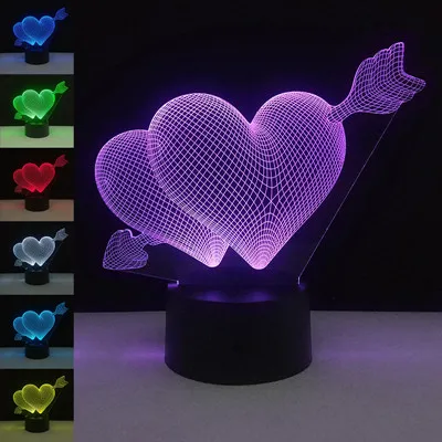 No control Heart2 Детские игрушки светится в темноте 3D Визуальный иллюзионный светильник сердце любовь Эйфелева башня лампа для Хэллоуина Рождественский Декор подарки ко дню Святого Валентина - Цвет: No control Heart2