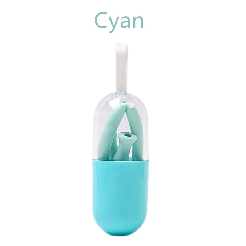 XG3-CYAN Многоразовая Складная соломенная металлическая соломинка из нержавеющей стали с силиконовой вставкой портативная коробка для хранения наружные аксессуары для кухонного бара - Цвет: XG3-CYAN