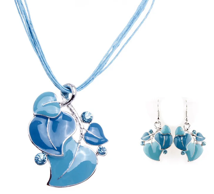 Высокое качество ожерелья покрытые эмалью из сплава и серьги набор женских