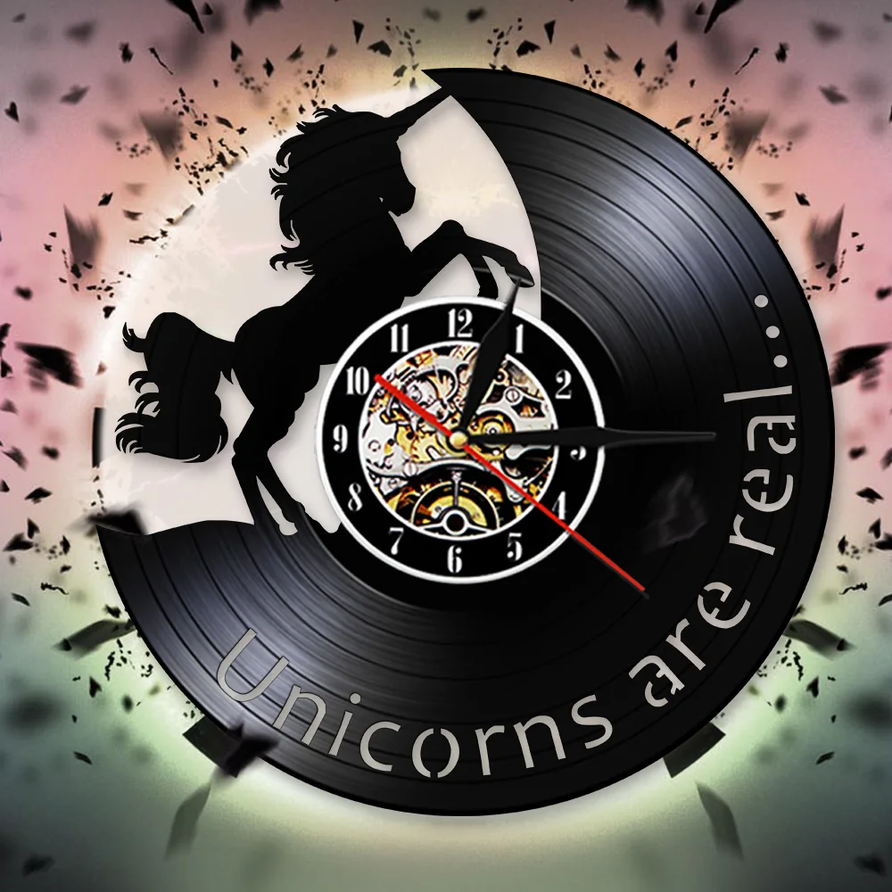 Настенные часы с изображением единорога виниловые 3d 12 дюймов волшебной лошадью