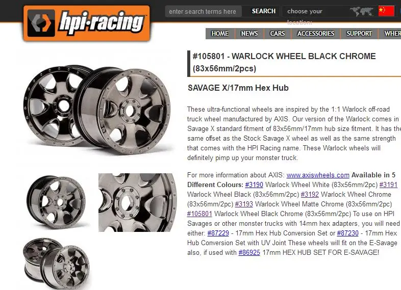 HPI Racing Warlock Wheel 83x55 мм черный хром Savage X / Flux (2) HPI105801 | Игрушки и хобби