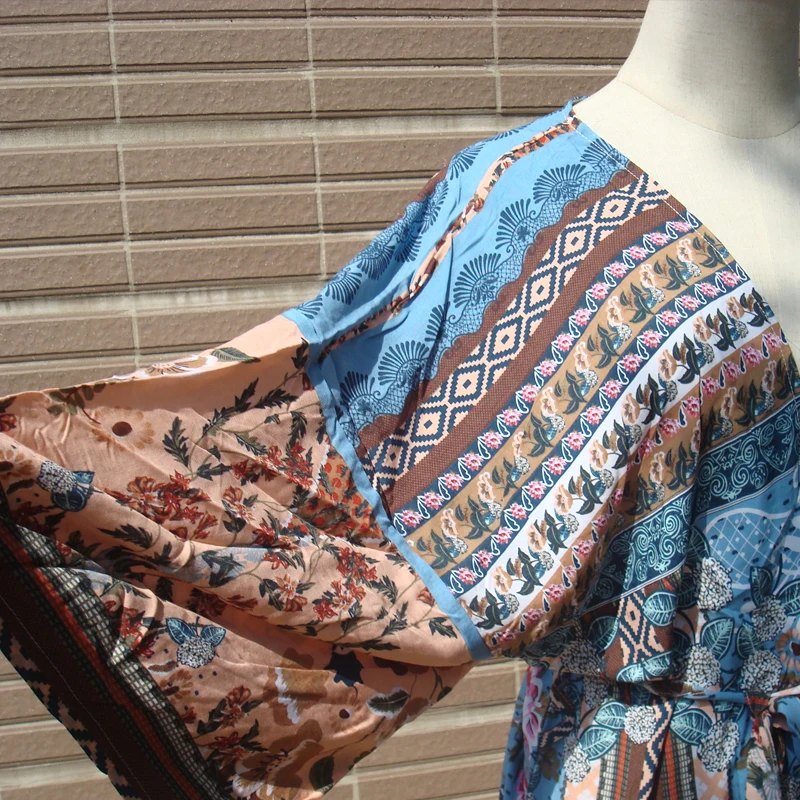 

New Print Cotton Plus size Cover up Kaftan Beach Cover up Women Tunic Pareos de Playa Mujer Bathing suit Cover ups Dress