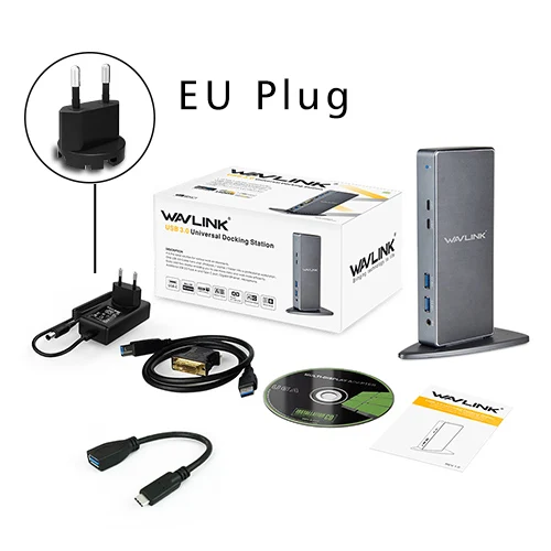 Универсальная док-станция для ноутбука Full HD 1080P USB 3,0 type-C USB-C Вертикальный двойной видео дисплей USB-C док-станция для Mac OS Windows EU - Цвет: EU Plug