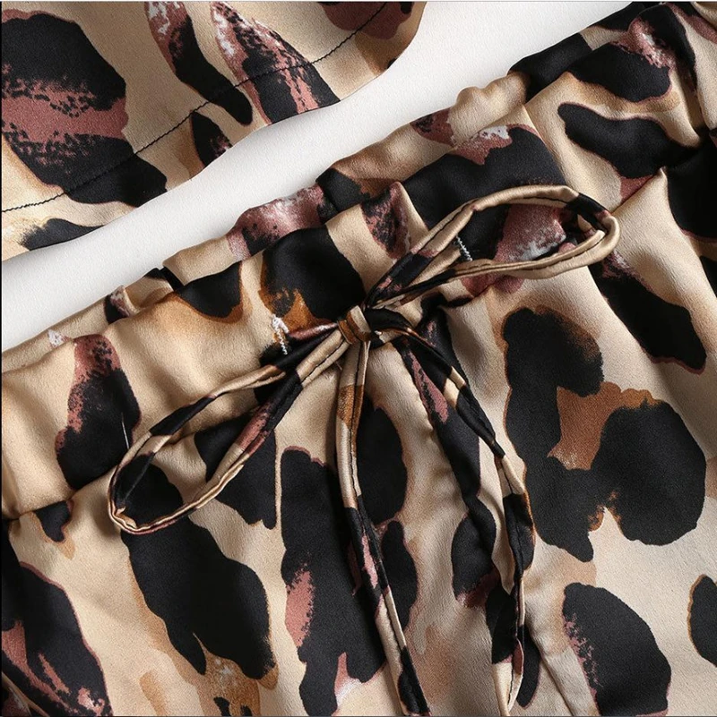 

Hot Sexy Women Animal Leopard Print Satin Cami Crop Top High Cut Shorts Pajama Set New