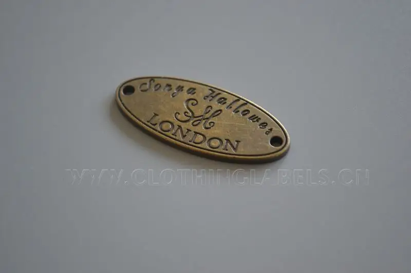 

metal labels for bag, clothing, shoes, clothing labels in high quality, anti brass color, zinc alloy material, low MOQ