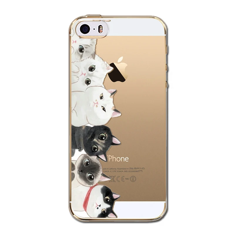 Ультра тонкий новый забавный кот печатных чехлы для мангала Apple Iphone 5 5S SE ясно ТПУ