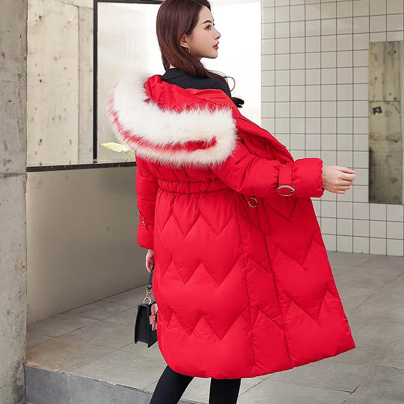 Winter parkas jackets new women's coats elegant fashion fur collar hooded thick long jacket winter snow coat parkas jackets
