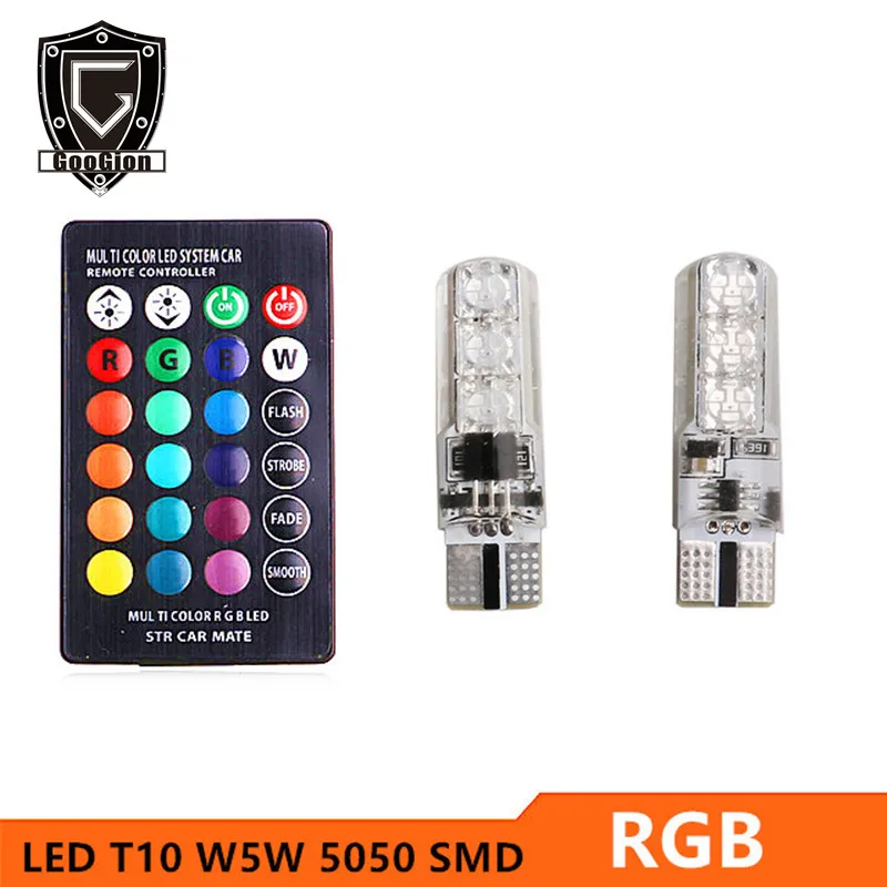 2 шт. 5050 SMD RGB T10 194 168 W5W Автомобильная Лампа для чтения клиновидного света