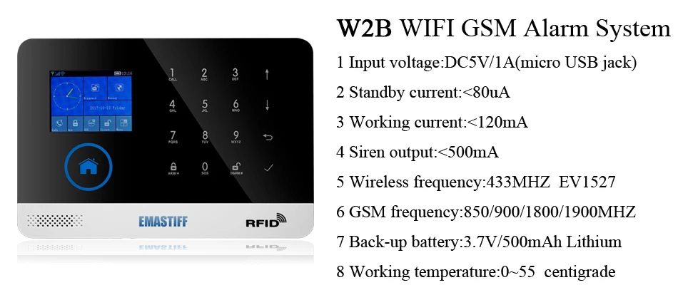 Беспроводная SIM GSM домашняя RFID Охранная ЖК-клавиатура с сенсорной клавиатурой wi-fi GSM сигнализация комплект датчиков английский, русский, испанский голос