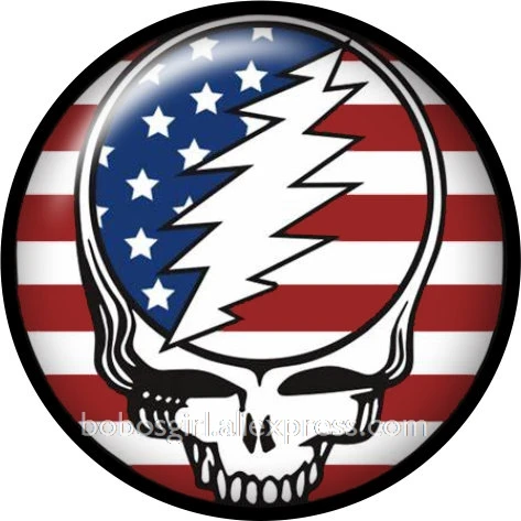 Grateful dead череп многоцветные стеклянные кнопки ювелирные изделия DIY круглые фото Кабошоны с плоской обратной стороной TW4304 - Окраска металла: B5478