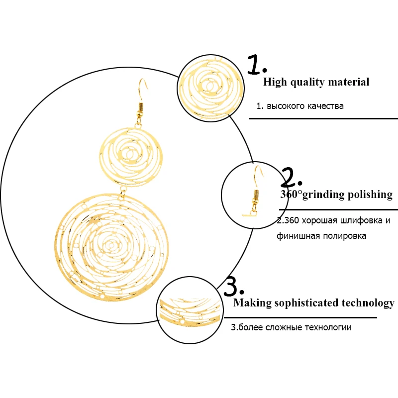 2017 Новый дизайн женские золотистые цвета длинные падение Круг Круглый Роза