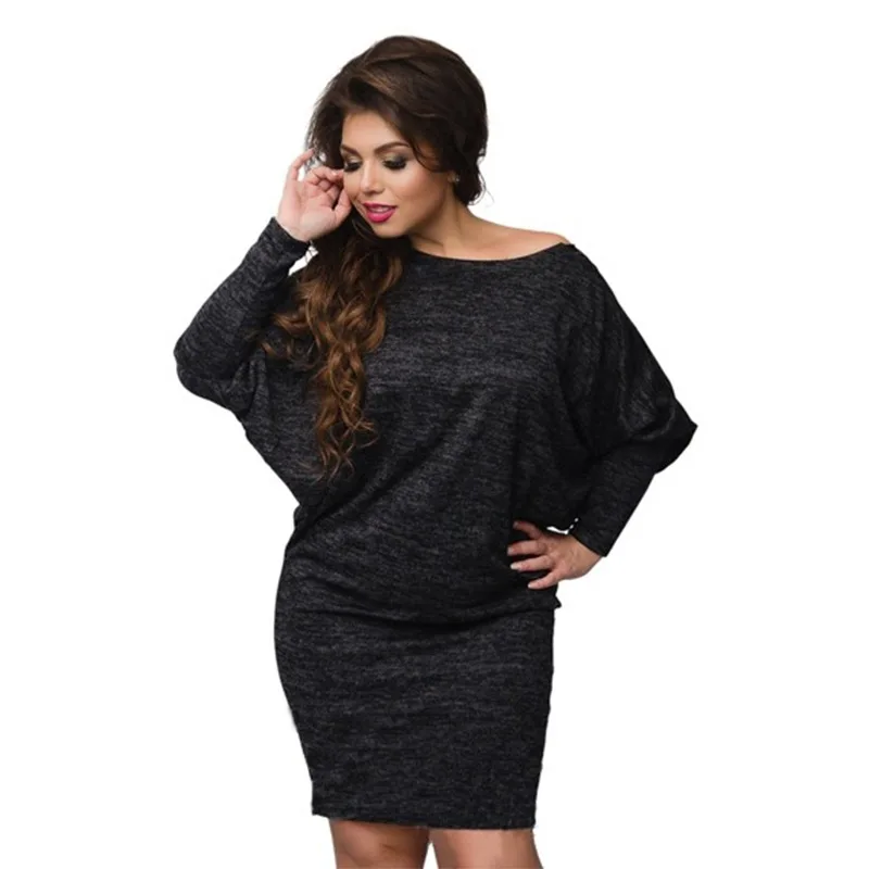 Женское трикотажное платье с рукавом летучая мышь|lace dress|sexy women dressdress plus size |