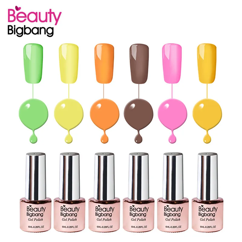 BeautyBigBang, 6 мл, чистый цвет, Гель-лак для ногтей, УФ светодиодный, лампа, гель-лаки для дизайна ногтей, маникюрный Топ, впитывающий Гель-лак для ногтей