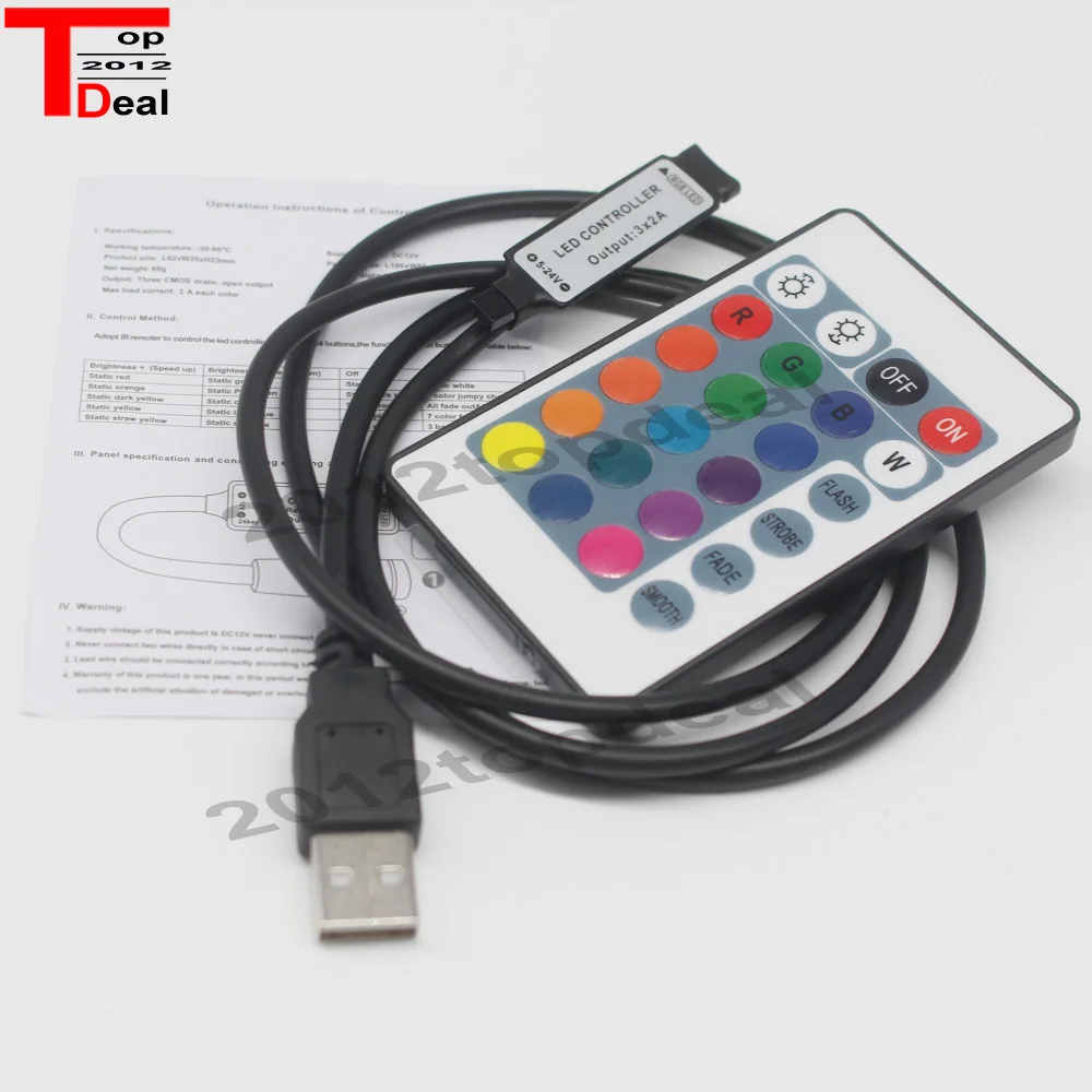 Контроллер USB RGB 5 в 12 В 24 клавиши ИК-пульт дистанционного управления светодиодный