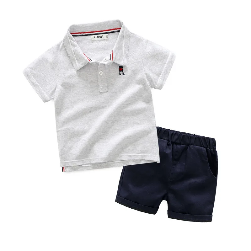 Baby boys short sleeve cotton polo t shirts shorts set high quality infant gentleman casual clothes kids sport wear 17A801 |