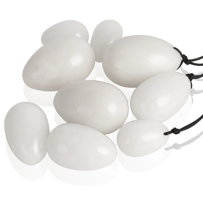 

Yoni Eggs Drilled Natural White Jade Egg 3pcs for Vaginal Balls Pelvic Floor Exercise Crystal Sphere Health Care Massage Stone