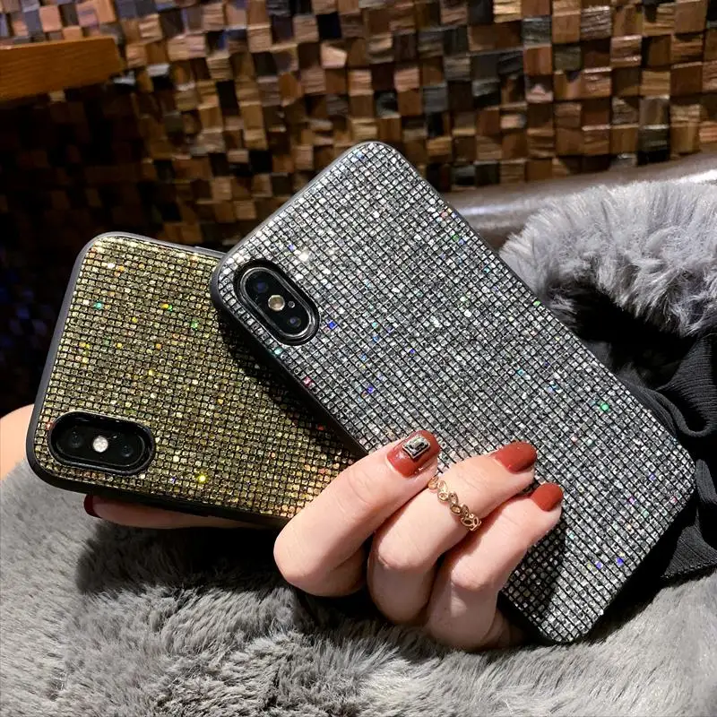 Роскошный Золотой Блестящий Мягкий силиконовый чехол для iPhone X XS XR Max блестящий