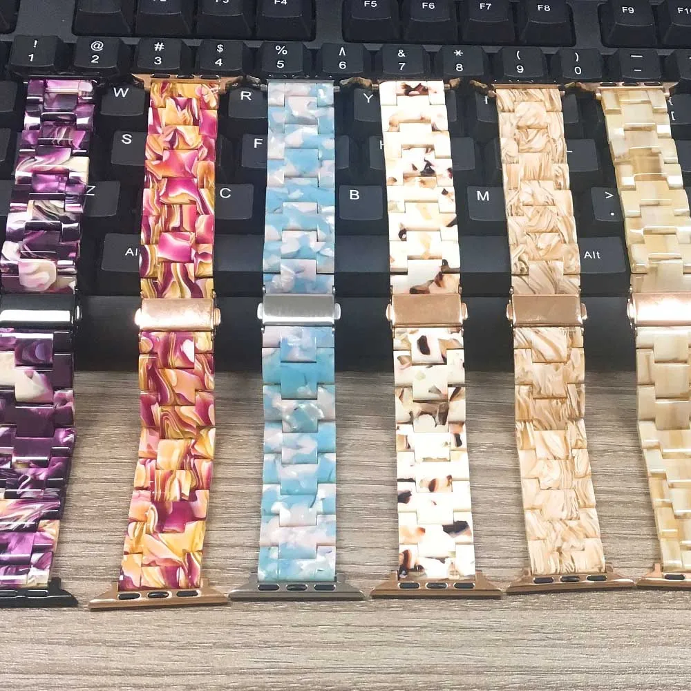 Новый стильный ремешок из смолы для Apple Watch SE Band Series 6 5 4 3 мужчин/женщин 40 мм 44 38 42