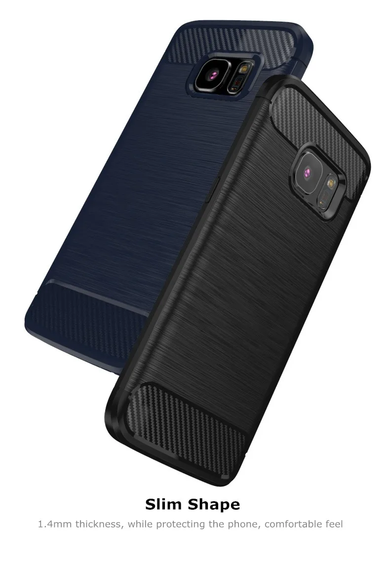 Матовый Силиконовый чехол из углеродного волокна для телефона резиновый Samsung S6 S7