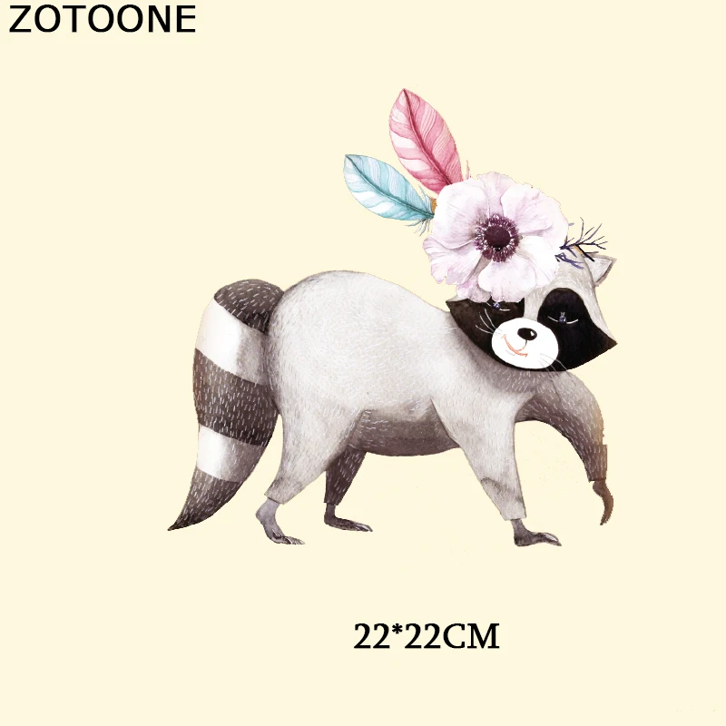 Переводные наклейки ZOTOONE с цветами мультяшный енот термопереводные для одежды
