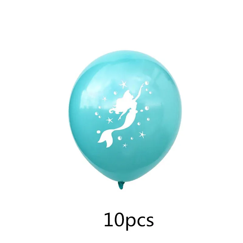 latex balloon 10pcs Большие 95*80 см милые воздушные шары из фольги в виде Русалочки для девочек, украшения для дня рождения, гелиевые воздушные шары в виде Русалочки из мультфильма - Цвет: latex balloon 10pcs