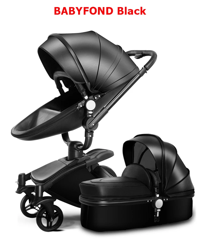 Babyfond, детская коляска, 3 в 1, детская коляска, кожаная, Двусторонняя подвеска, складная, на колесиках, европейская детская коляска, подарок ALUON