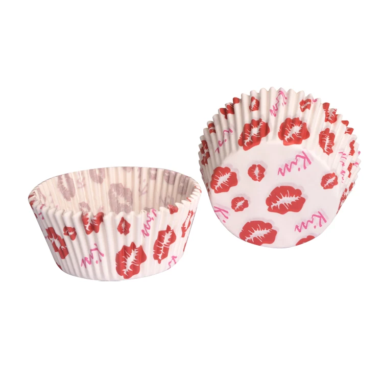 BAKEST 1000 pcs per lot 4.5 inch red Lips Pattern Cake Baking Paper Cup Wedding Decorating Tools | Дом и сад