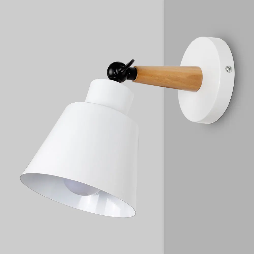 White No Bulb Настенный светильник в скандинавском стиле, деревянный настенный светодиодный светильник, алюминиевый настенный светильник для бара, кафе, Домашний Светильник, прикроватный светильник для спальни, домашний декор - Цвет абажура: White No Bulb
