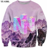 yx girl 2018 new fashion mens 3d sweatshirt nintendo 64 vaporwave snowy mountain collection printed crewneck pullovers