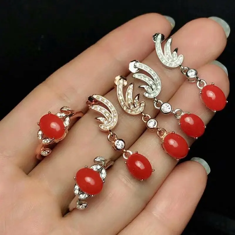 Серьги-гвоздики shilovem из стерлингового серебра 925 пробы с натуральным красным
