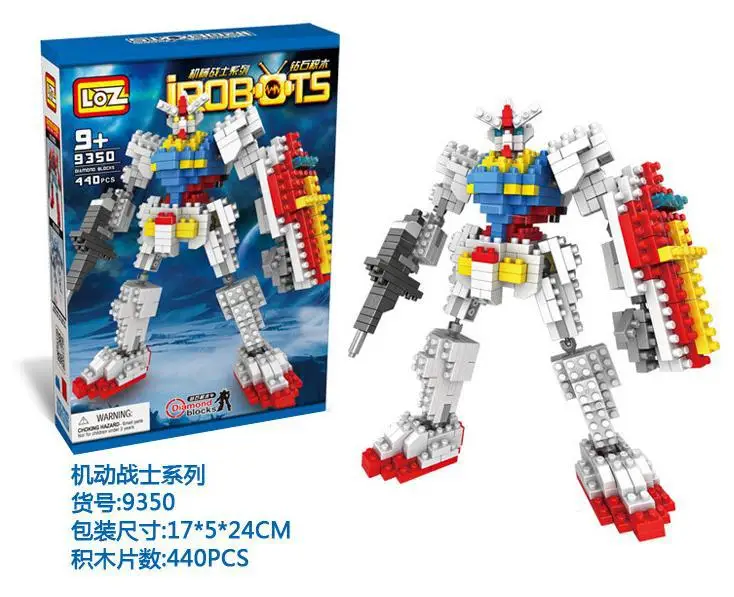 Оптовая Gundam LOZ Блоки DIY IROBOTS Мини Образование Игрушки Мультфильм Дети Подарки
