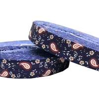 10yards 15mm paisley print fold over elastic webbing wedding decoration hair bands hair ornament sewing accessories