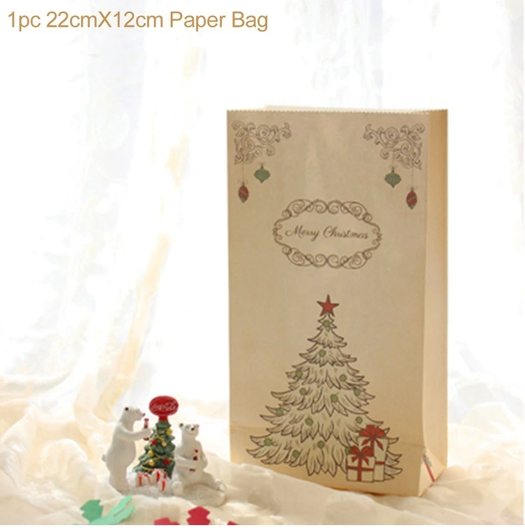 1pcs paper box 5 QIFU 1 шт., Рождественский бумажный мешок, Рождественский мешок, коробка для конфет, крафт-бумажные пакеты, рождественские подарочные держатели, Рождественская коробка для печенья - Цвет: 1pcs paper box 5