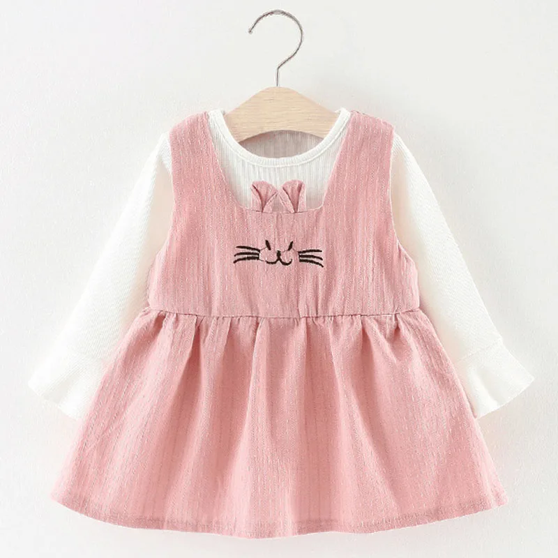 AX621pink Bear Leader/платья для маленьких девочек коллекция года, весенне-весеннее хлопковое платье для девочек платье принцессы для дня рождения, вечеринки, распродажи от 6 месяцев до 24 месяцев - Цвет: AX621pink