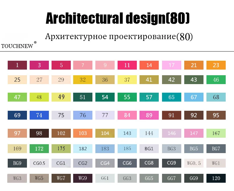 TOUCHNEW 60/80/168 Цвета набор маркеров для живописи на спиртовой основе двойной головой манги дизайн школьный рисунок эскиз Маркеры Ручка товары для рукоделия - Цвет: 80 Architectural set