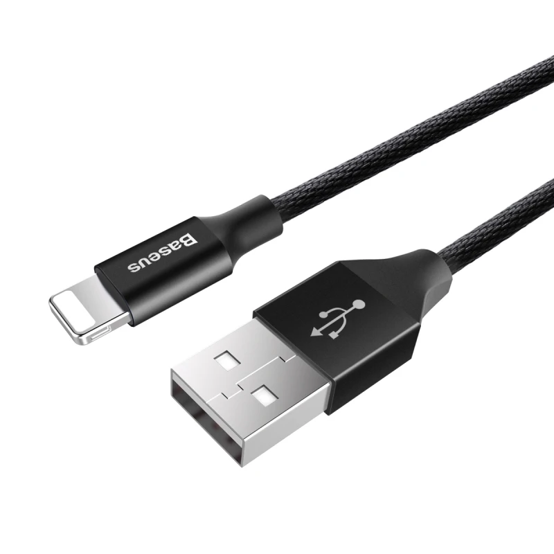 Black Usb-кабель Baseus для iPhone Xs Max, XR, X, 8, 7, 7 plus, 6 5S, быстрая зарядка для iPhone, iPad, iPod, синхронизация данных, 8-контактный usb-кабель, провод - Цвет: Black