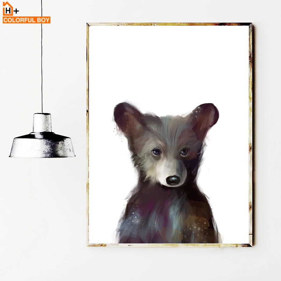 Настенная живопись на холсте с изображением медведя в скандинавском стиле