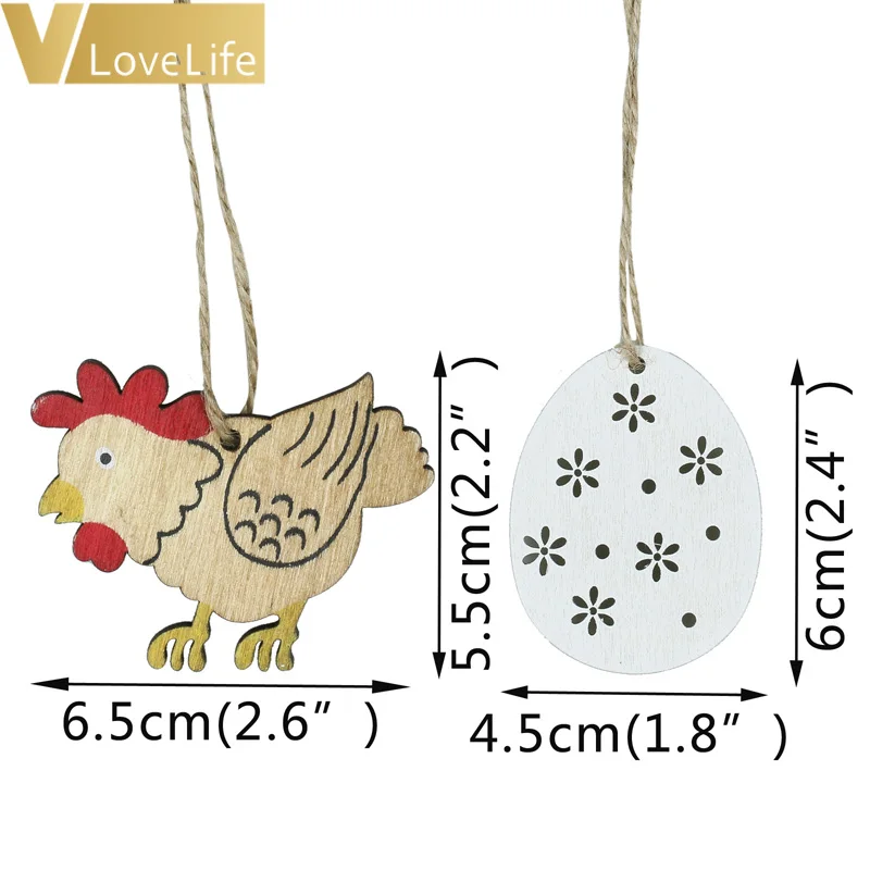 8 шт. пасхальное яйцо кролик дерево ремесло деревянная курица Подвески Цветы