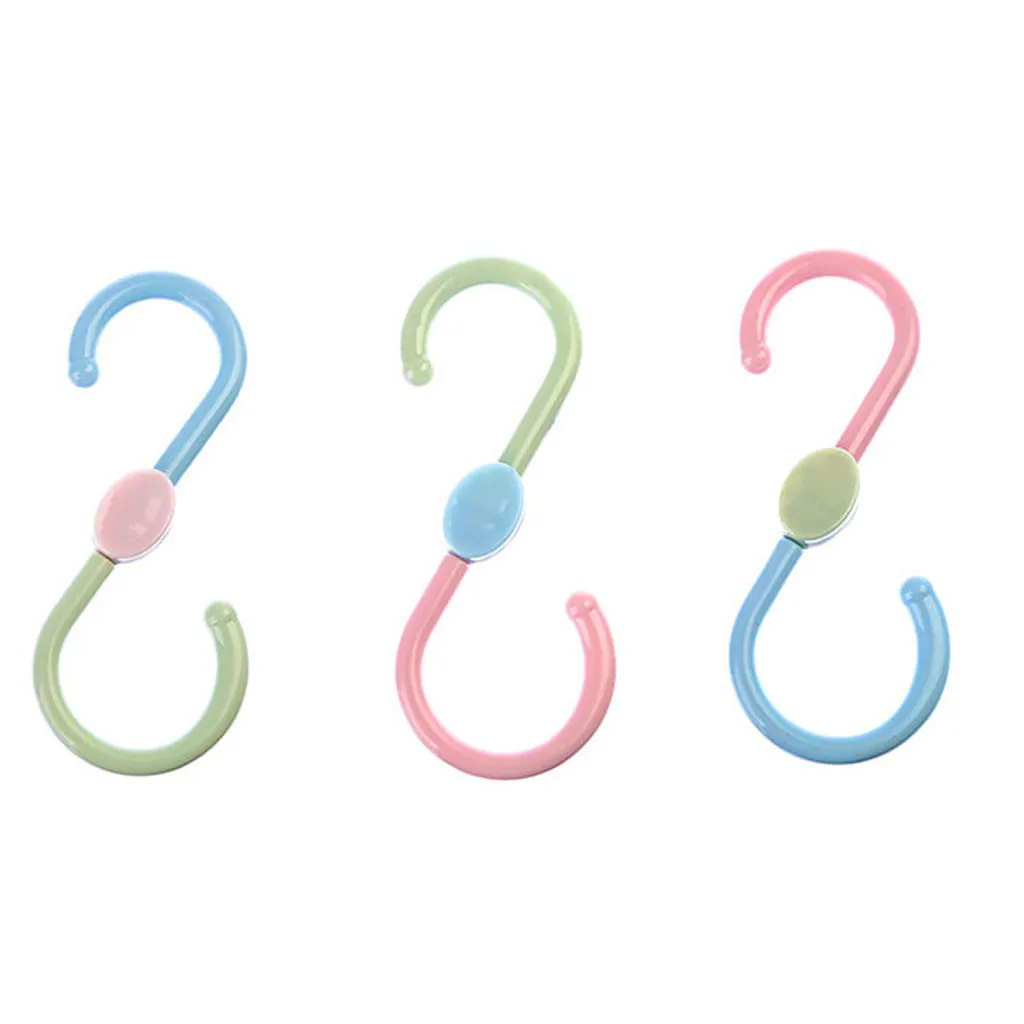 

3pcs Plastic S-Shape Hooks Rotatable Rack Shoes Towel Bag Holder for Wardrobe Home Kitchen Bathroom Wardrobe Supplies Hooks