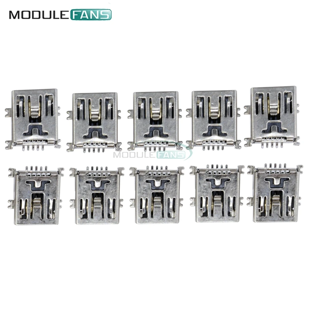 50PCS Mini USB SMD 5p 5 Pin Female B Socket Connector Plug diy | Электронные компоненты и принадлежности