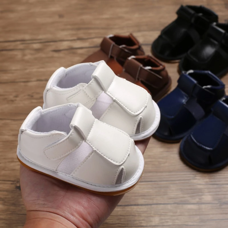 

Baby Shoes Summer Sandals baby boy PU soft Rubber bottom solid color fashion toddler shoes for 0-18
