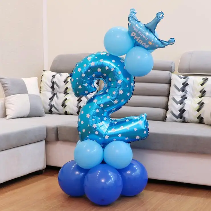blue2 1 комплект воздушные шары на день рождения ребенка день рождения украшения Дети Розовый Синий розовое золото номер фольги Свадебный шар юбилей - Цвет: blue2