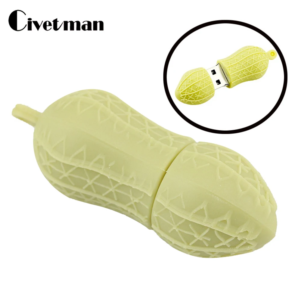 Силиконовый USB флеш накопитель в виде арахиса 8 ГБ 16 32 64 128 256 2 0 внешний