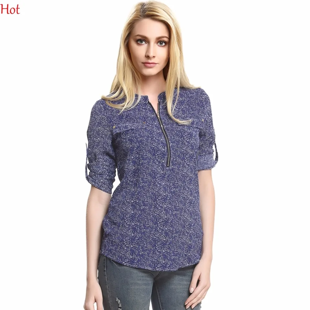 Женские блузки рисунок в полоску с рисунком повседневная круглым вырезом 3/4