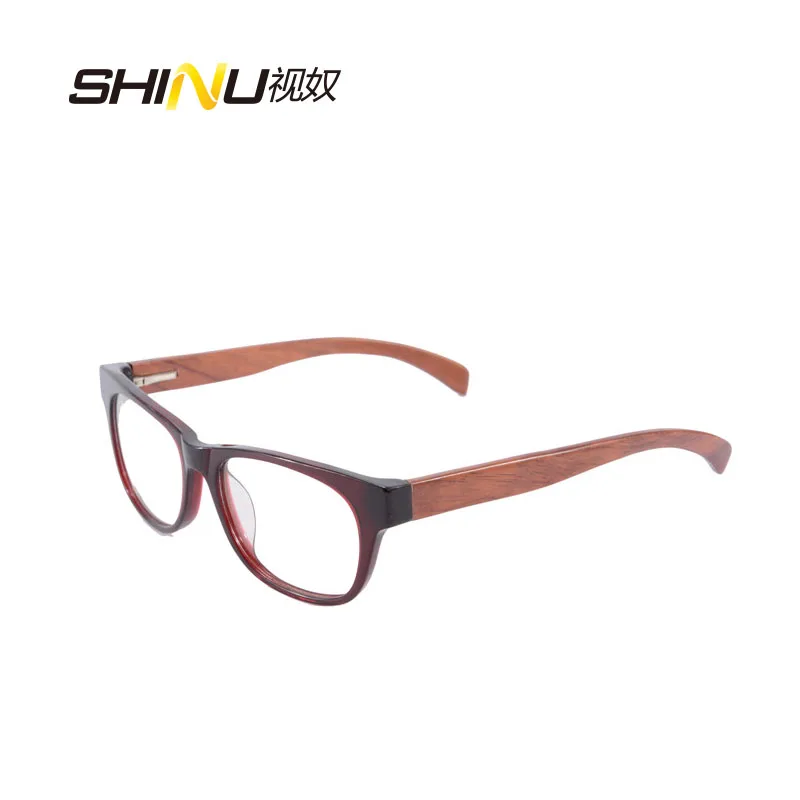 

Retro Style Wooden Glasses Frame, Clear Lens real Wooden Eyeglasses Frame, wine red color Unisex Eyewear F018