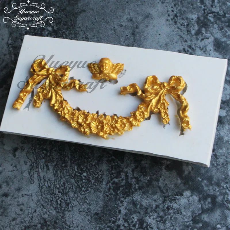 Yueyue Sugarcraft цветочная гирлянда с лентами силиконовая форма помадка для украшения