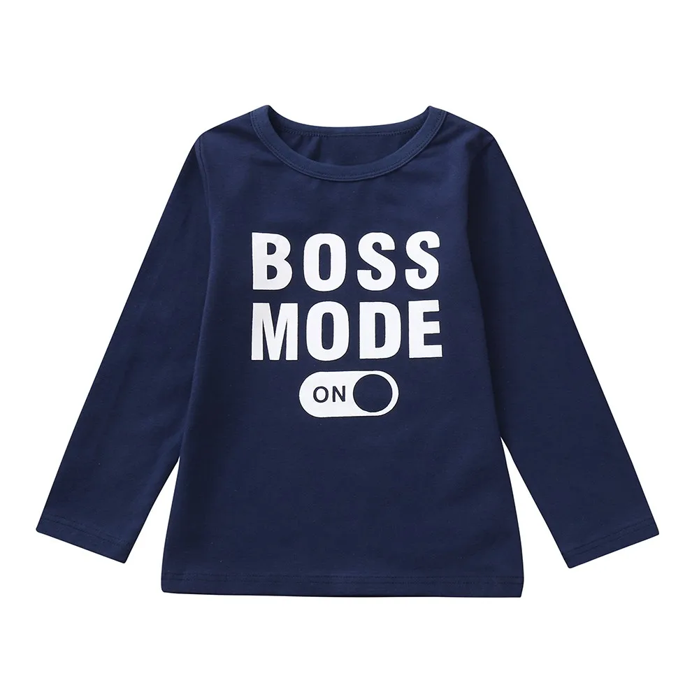 Cartoon Letters Long Sleeve Cotton Fashion Kids T-Shirt Boy T-Shirt Spring Round Neck Casual Girls T-Shirt Camiseta chico S-NEW - Цвет: Тёмно-синий