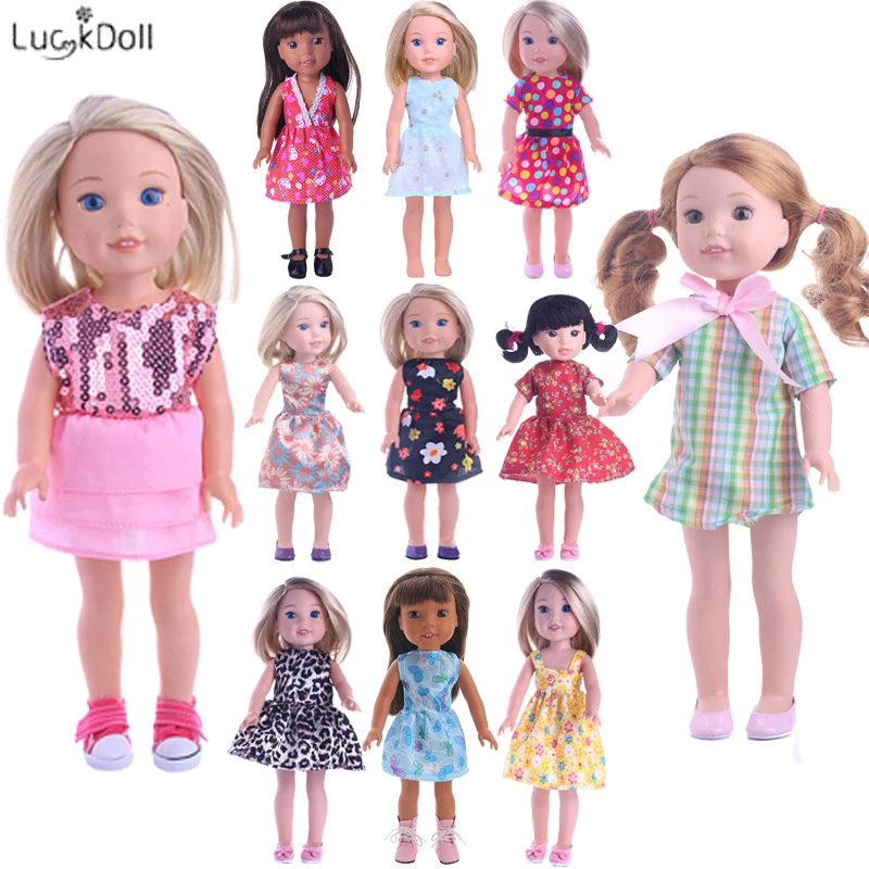 Luckdoll 12 стилей кукольная одежда выбрать(изящное платье и довольно костюм) подходит для 14,5 дюймов Wellie благожелателей куклы, одежда Стенд 10 шт./упак